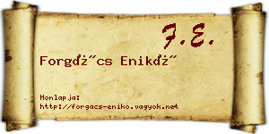 Forgács Enikő névjegykártya